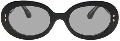 Shop Isabel Marant Black Oval Sunglasses In 0807 Black