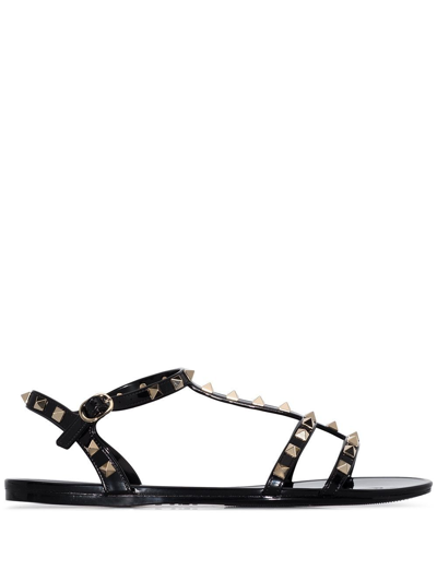 Shop Valentino Rockstud Rubber Flat Sandals