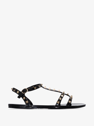 Shop Valentino Rockstud Rubber Flat Sandals