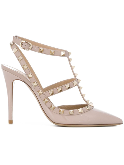 Shop Valentino Rockstud Leather Pumps In Pink