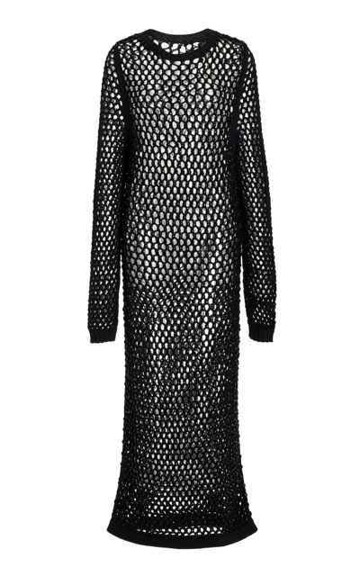 Shop Diotima Jones Crystal Embellished Cotton-blend Mesh Dress In Black