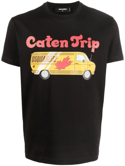 Shop Dsquared2 Black Caten Trip T-shirt In Nero