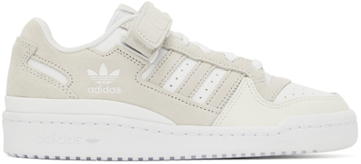 Shop Adidas Originals White & Beige Forum Low Sneakers In Ftwr White/white Tin