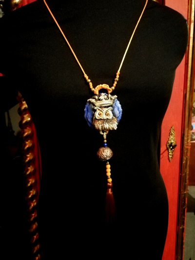 Pre-owned Amira Di Transilvania Long Pendant Necklace Talisman Amulet Idol Sculpture Medallion Power Neclaces