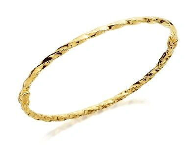 Pre-owned F. Hinds F.hinds 9ct Gold Twist Bangle Bracelet Women Jewelry Gift