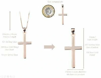 Pre-owned Bellamira Specail Sterling Silver Rose Gold Cross Pendant And Special Christening Necklace