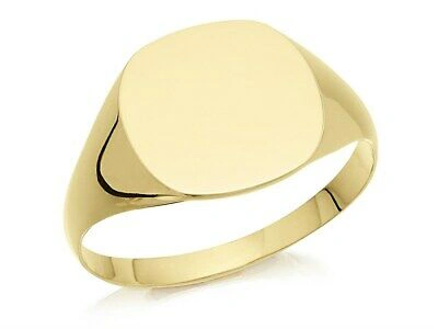 Pre-owned F.hinds Mens 9ct Gold Cushion Signet Ring | ModeSens