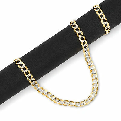 Pre-owned Nuragold 10k Yellow Gold 5mm Mens Solid Diamond Cut Pave Cuban Curb Chain Necklace 28"