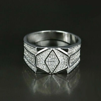 Pre-owned Universal Jewels 14k White Gold Plated 1.5 Ct White Round Sim ...