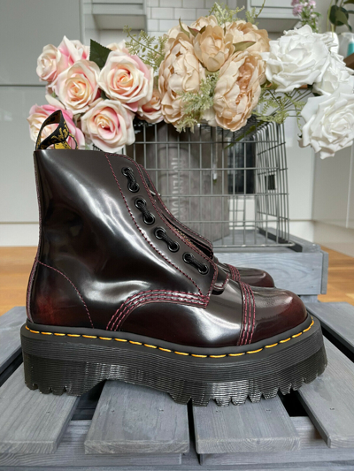 Pre-owned Dr. Martens Dr Martens Sinclair Boots Cherry Red Arcadia Leather  Platform Uk 3 Eu 36 Us 5 | ModeSens