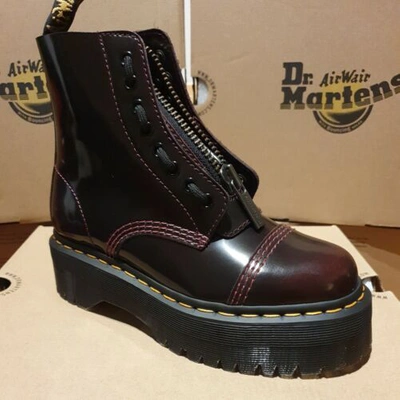 Pre-owned Dr. Martens Dr Martens Sinclair Cherry Red Leather Zip Platform  Boots Womens Size 9 Jadon | ModeSens