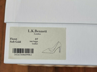 Pre-owned Lk Bennett L.k. Bennett Floret Soft Gold Soft Nappa Leather Pointed Toe Courts Eu 37