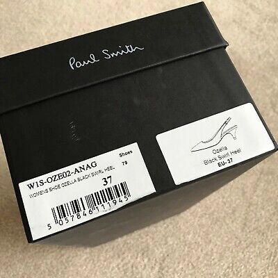 Pre-owned Paul Smith Ozella Swirl Kitten Heel Slingback Shoes Black Leather Size Uk 4 Bnib