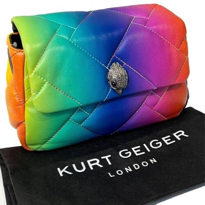Pre-owned Kurt Geiger Medium Bag Leather Shoulder Kensington Neon Rainbow
