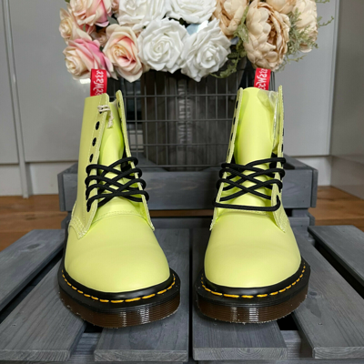 Pre-owned Dr. Martens' Dr Martens Boots X Undercover 1460 W Pastel Yellow Leather Uk 4 Eu 37 Us 6 Rare