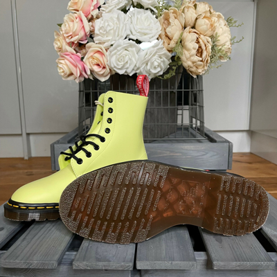 Pre-owned Dr. Martens' Dr Martens Boots X Undercover 1460 W Pastel Yellow Leather Uk 4 Eu 37 Us 6 Rare