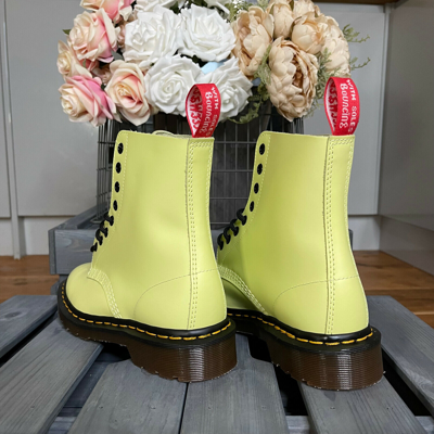 Pre-owned Dr. Martens' Dr Martens Boots X Undercover 1460 W Pastel Yellow Leather Uk 4 Eu 37 Us 6 Rare