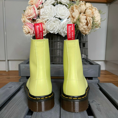 Pre-owned Dr. Martens' Dr Martens Boots X Undercover 1460 W Pastel Yellow Leather Uk 4 Eu 37 Us 6 Rare