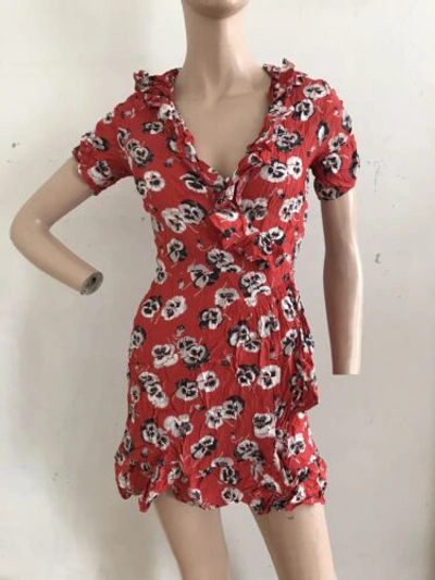 Pre-owned Kate Moss Topshop Rare Red Pansy Wrap Dress Dress Uk 10 Eu 38 Us 6 Small