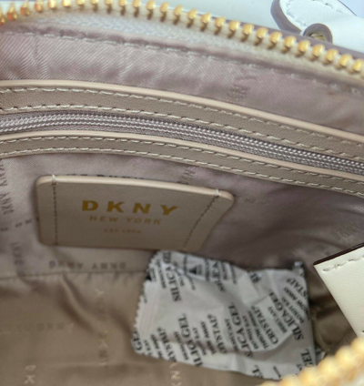 Pre-owned Dkny Grab Bag Small Mini Tote Beige Branded W20 H14 Charm Detachable Strap