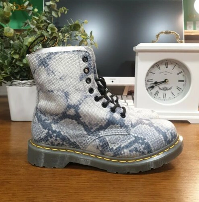 Pre-owned Dr. Martens' In Box Dr Martens 1460 Pascal Training Light Grey Snake Print Size Uk 5