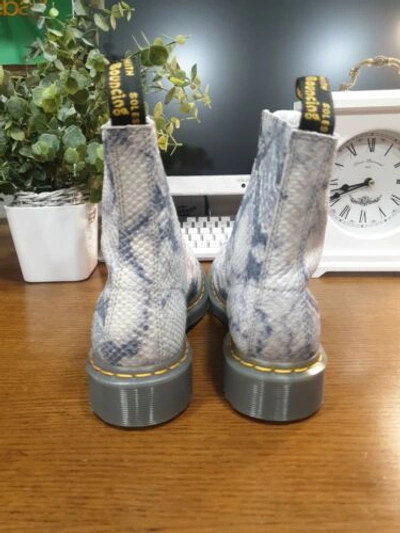Pre-owned Dr. Martens' In Box Dr Martens 1460 Pascal Training Light Grey Snake Print Size Uk 5