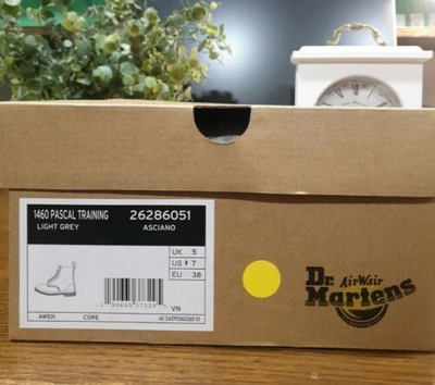 Pre-owned Dr. Martens' In Box Dr Martens 1460 Pascal Training Light Grey Snake Print Size Uk 5