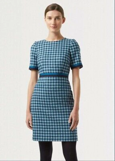Pre-owned Hobbs Elodie Wool Dress In Kingfisher Blue Size 12 Rrp £169