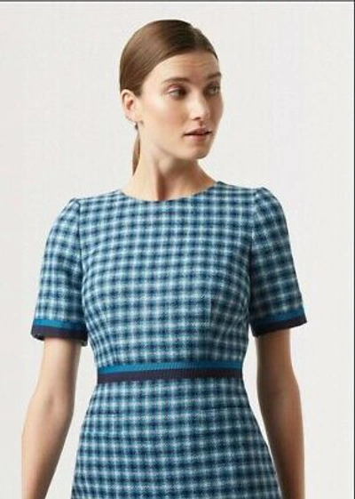 Pre-owned Hobbs Elodie Wool Dress In Kingfisher Blue Size 12 Rrp £169