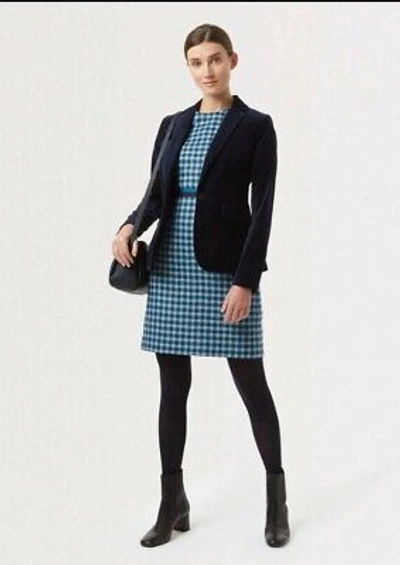 Pre-owned Hobbs Elodie Wool Dress In Kingfisher Blue Size 12 Rrp £169