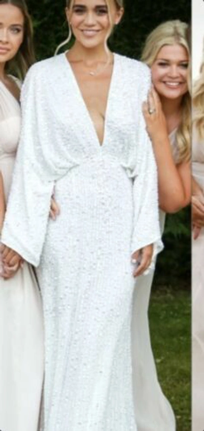 Pre owned Asos Edition Ciara Wedding White Sequin Kimono Boho Wedding Dress 10