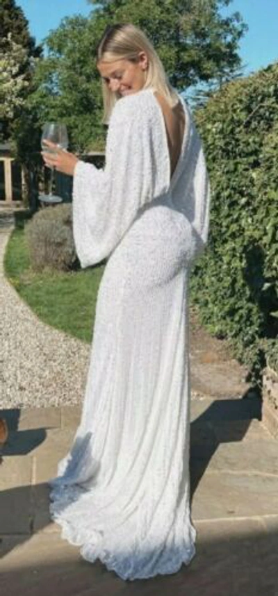 Pre-owned Asos Design Asos Edition Ciara Wedding White Sequin Kimono Boho Wedding Dress 10