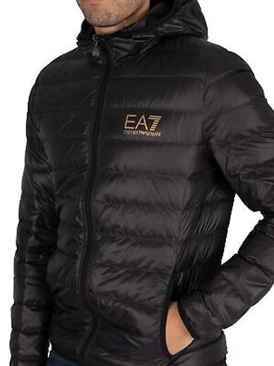 Pre-owned Ea7 Men's Woven Down Jacket, Black