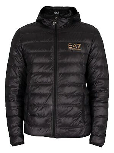 Pre-owned Ea7 Men's Woven Down Jacket, Black