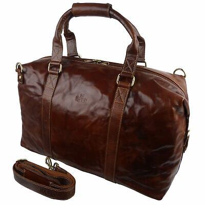 Pre-owned Rowallan Mens Large Buffalo Leather Holdall Travel Bag