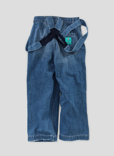 Pre-owned Nigel Cabourn Womens Braces Jeans With Holes In Blue Denim Various Sizes
