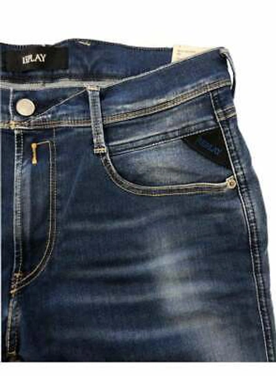 Pre-owned Replay Jeans Replay Mens Hyperflex X-lite Re-used Anbass Stretch Slim  Fit Denim Medium Blue | ModeSens