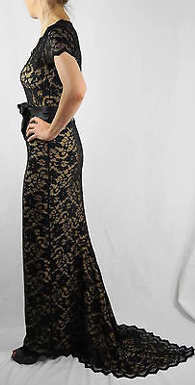 Pre-owned Baylis And Knight Baylis Knight Sweetheart Train Lace Low Cut Wiggle Column Dress Wedding