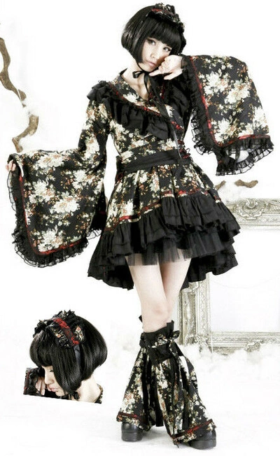 Punk Rave Gothic Dark Kimono Dress