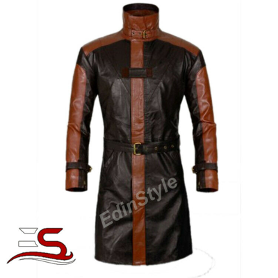 Pre-owned Handmade Genuine Leather Aiden Pearce Watch Dog Trench Coat For Men Hand Made 3/4 Coat