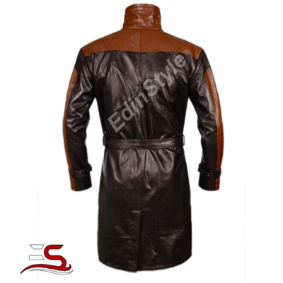 Pre-owned Handmade Genuine Leather Aiden Pearce Watch Dog Trench Coat For Men Hand Made 3/4 Coat