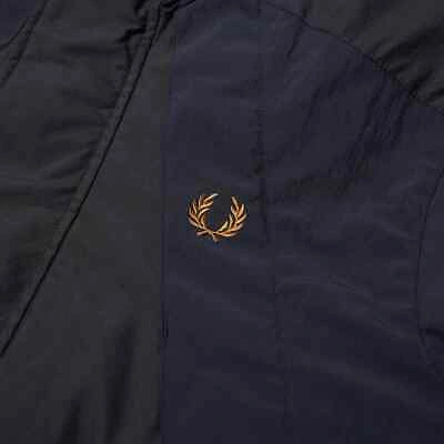 FRED PERRY Pre-owned Hooded Mixed Fabric Parka Raincoat Jacket Navy J1526 With Tags