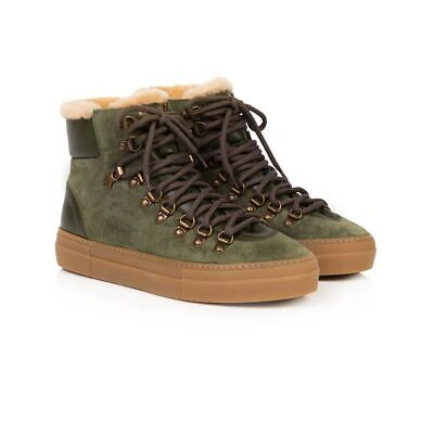 Pre-owned Air & Grace - Camino: Khaki Suede And Shearling Boots