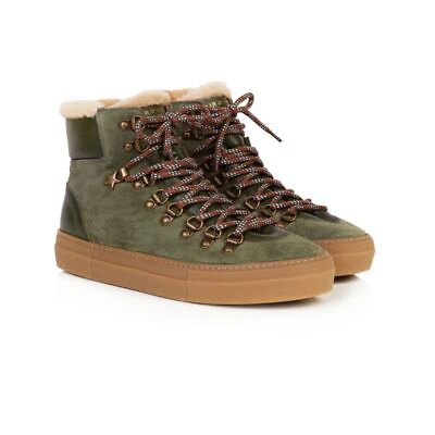 Pre-owned Air & Grace - Camino: Khaki Suede And Shearling Boots
