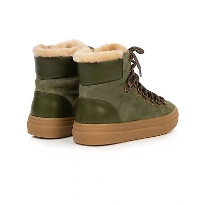 Pre-owned Air & Grace - Camino: Khaki Suede And Shearling Boots