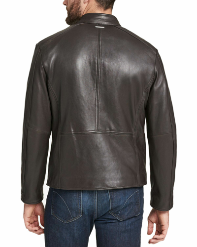 Pre-owned New York Marc York Leather Moto Jacket In Espresso, Ticket Price $595 Size Xl