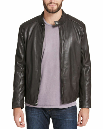 Pre-owned New York Marc York Leather Moto Jacket In Espresso, Ticket Price $595 Size Xl