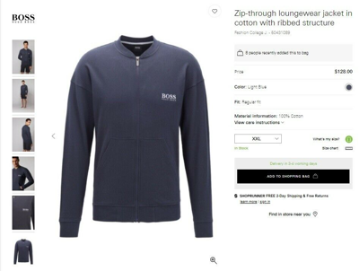 Pre-owned Hugo Boss Men Blue Thick Winter Warm Tracksuit Lounge Jacket Sports Top £129