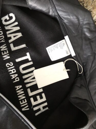 Pre-owned Helmut Lang Basalt Black Leather Effect Sweatshirt Full Zip Jacket