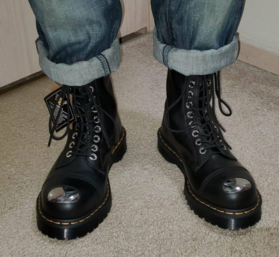 Pre-owned Dr. Martens Dr Martens 8761 Bxb Black 10-eye Toe Cap Luxor  Leather Boots Uk 8 / Eu 42 | ModeSens